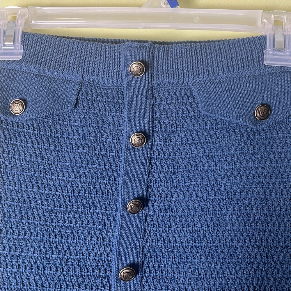 Zara Dark Blue Textured Mini Skirt - Picture 2 of 6